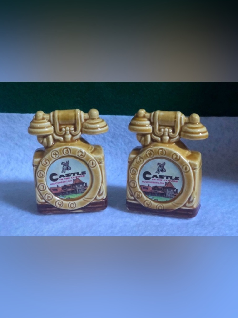Telephone shaped salt & pepper from The Castle in the Clouds New Hampshire